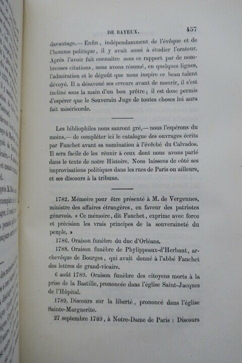 Bayeux Histoire du diocèse de Bayeux, XVIIIe et XIXe siècle 1877 Les