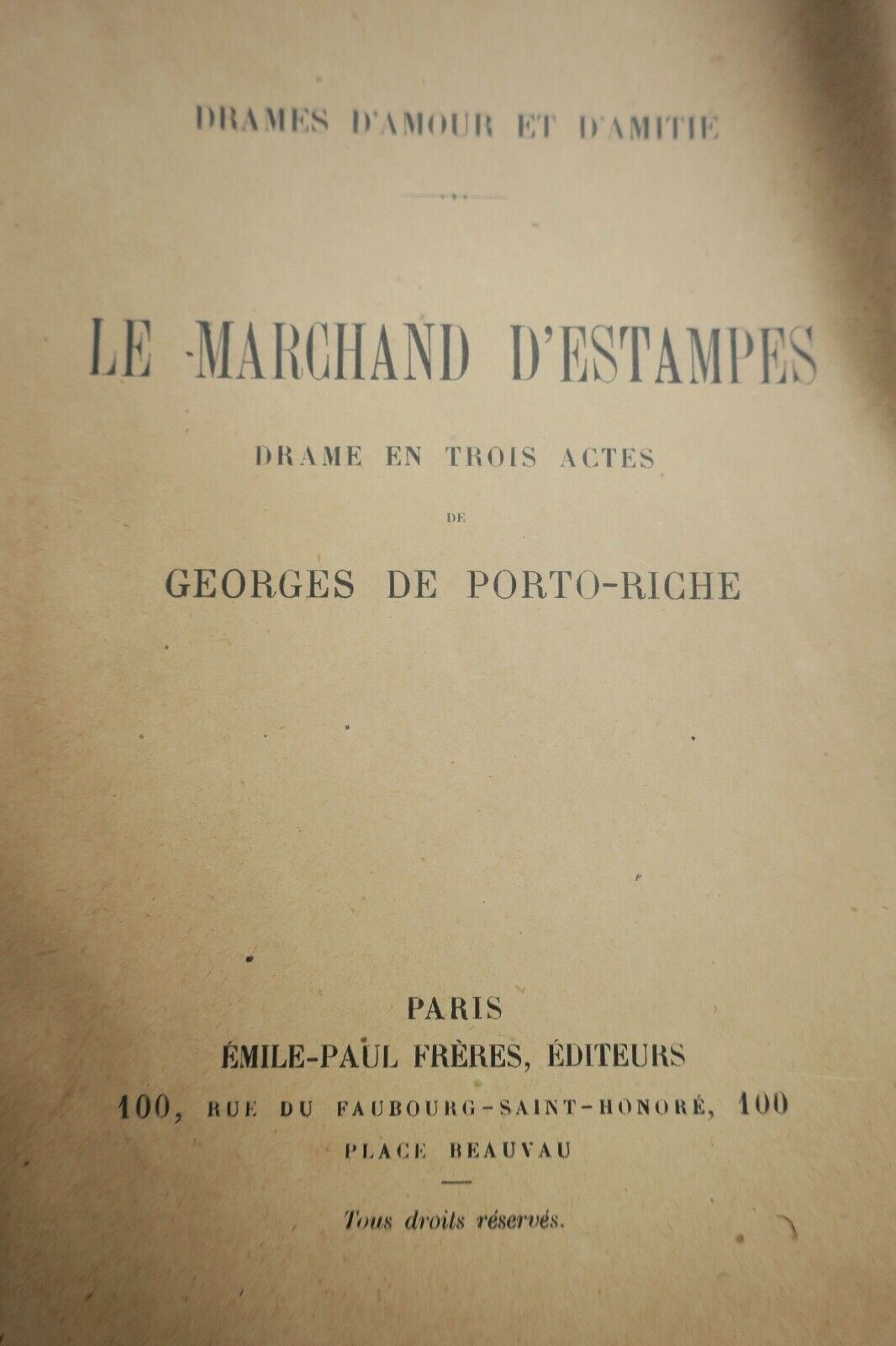 PORTORICHE de). Le Marchand d'estampes + dédicace Les