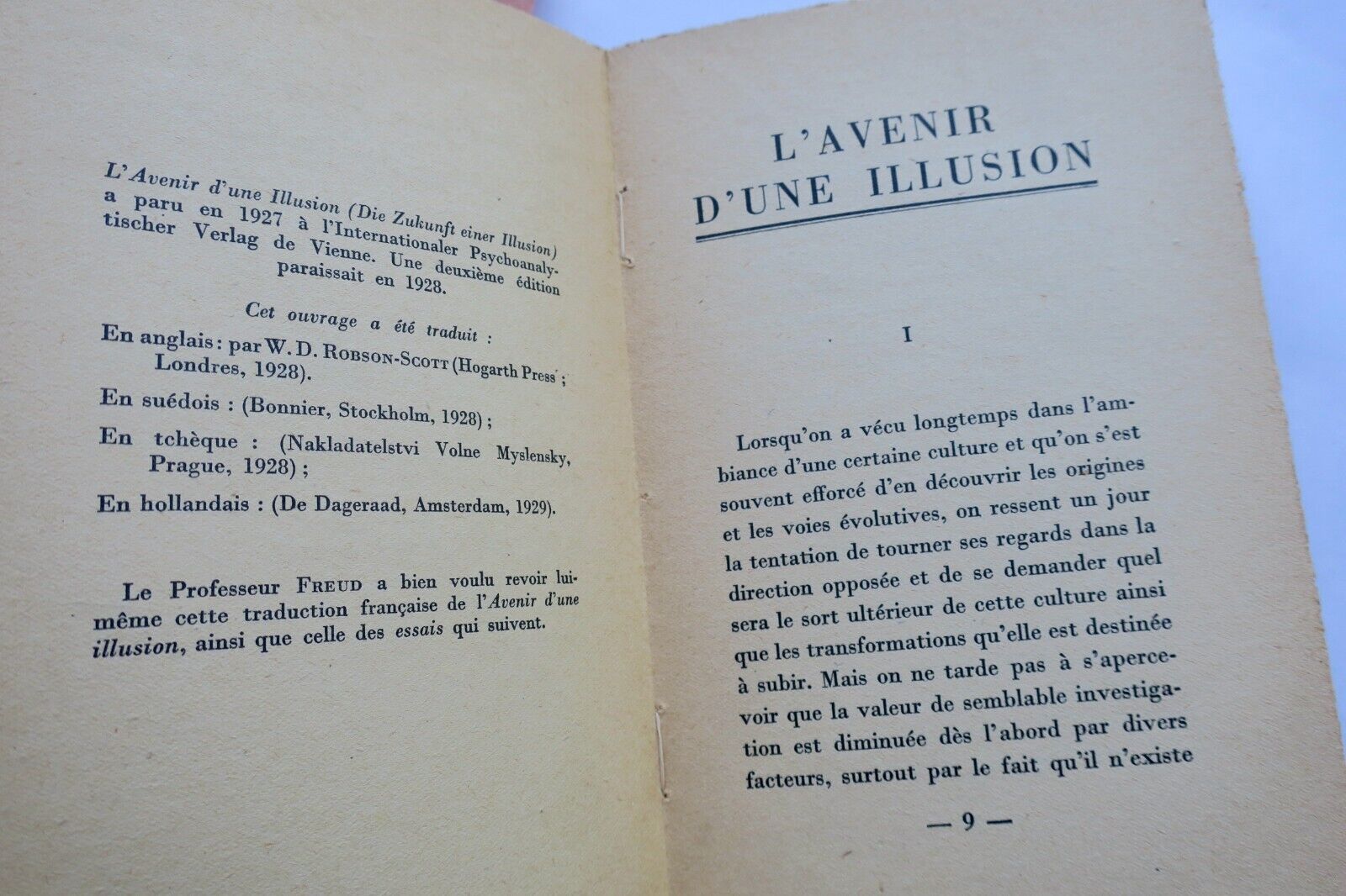 FREUD Sigmund L'Avenir d'une illusion S.P. + dédicace Les Livres Anciens